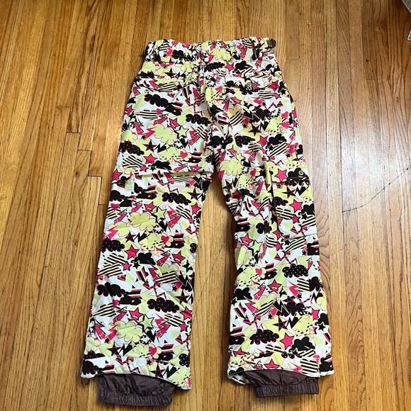 Ride Snowboard Pants Youth Large Waterproof Abstract Pink Yellow Snow - Picture 3 of 8